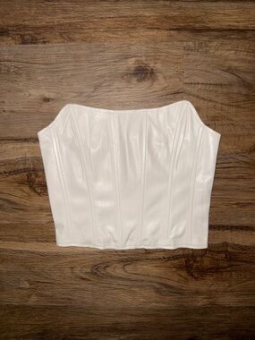 Forever 21 White Faux-Leather Corset Top